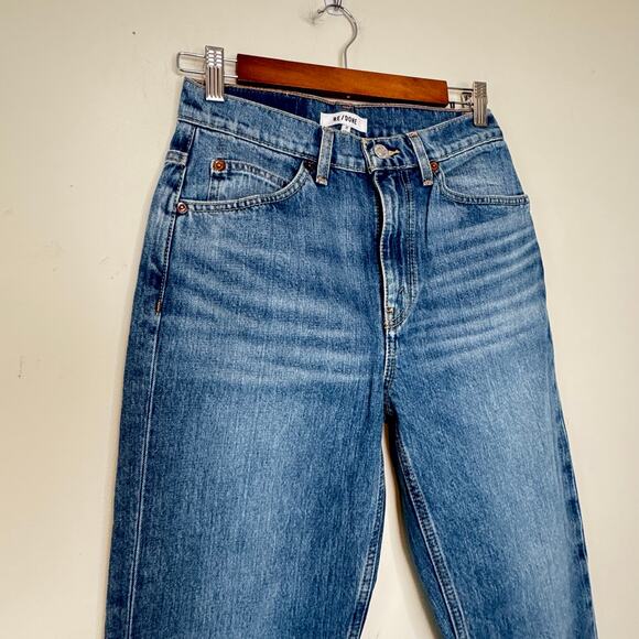 Re/Done Straight Leg Jeans in Blue NWT Size 25 - Picture 2 of 5
